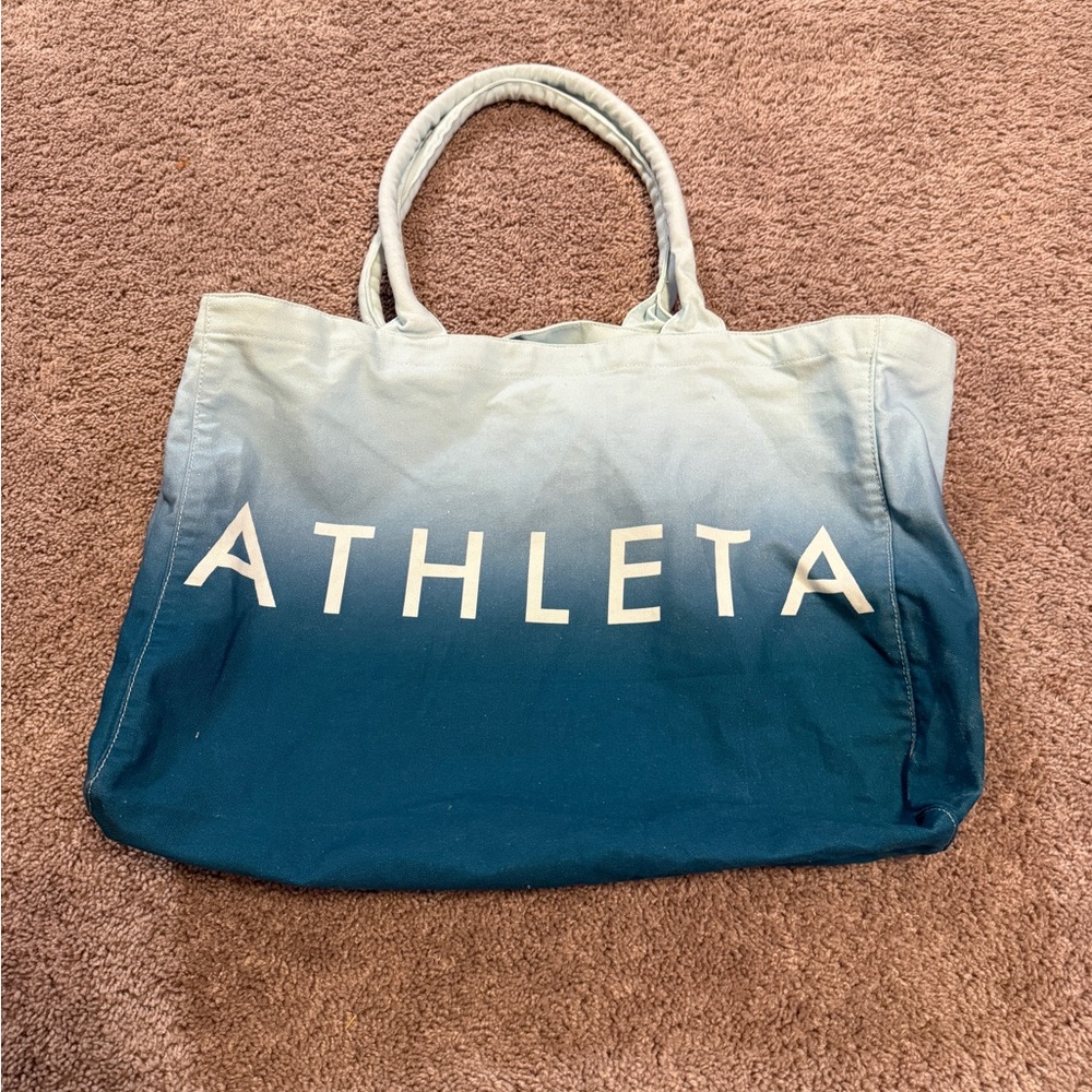 Athleta Gradient ombré Blue weekender beach pool Tote Bag swim bag